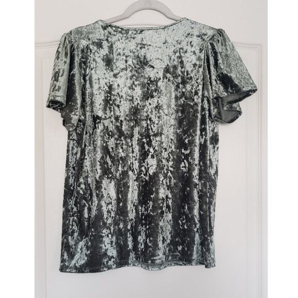 Gibson Crushed Velvet Flutter Sleeve Top Size M Fairycore Cottagecore Holiday - Picture 2 of 5